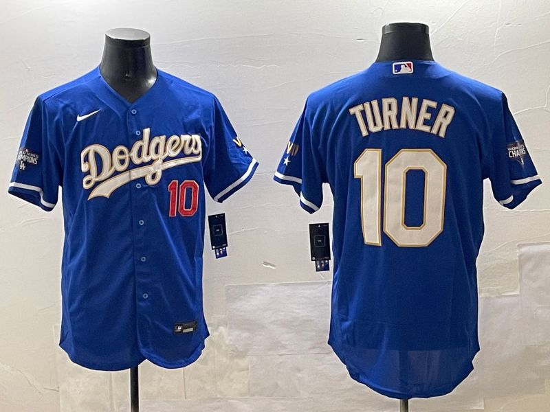 Men Los Angeles Dodgers #10 Turner Blue Gold Elite 2025 Nike MLB Jersey style 5->los angeles dodgers->MLB Jersey